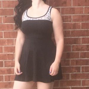 Polka dot detail skater dress